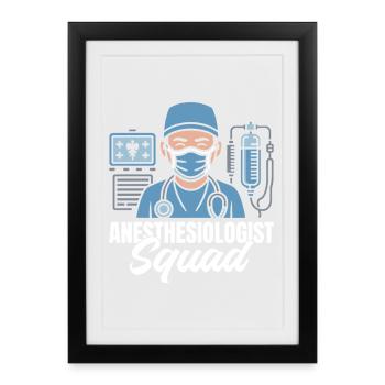 Anesthésie Équipe d’anesthésie - Affiche encadrée (27 × 37 cm) - noir - Devant
