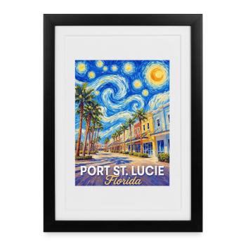 Horizon des palmiers de Port St. Lucie, Floride - Affiche encadrée (27 × 37 cm) - noir - Devant