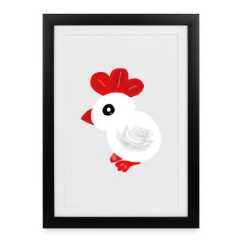 Poulet poussin poulet poulet Enfants de Pâques bébé - Affiche encadrée (27 × 37 cm) - noir - Devant