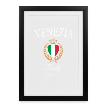 Venedig Italien Wappen Krone – Reise Souvenir - Gerahmtes Poster (27 × 37 cm) - Schwarz - Vorne