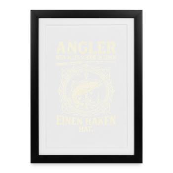 Angler Weil Alles Schoene Im Leben Einen Haken Hat - Gerahmtes Poster (27 × 37 cm) - Schwarz - Vorne