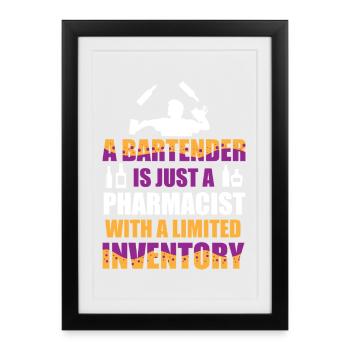 bartender waiter bartender bartender - Framed poster (27 × 37 cm) - black - Front