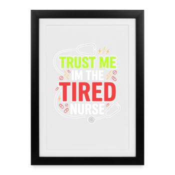 Night Shift Nurse, Tired - Framed poster (27 × 37 cm) - black - Front
