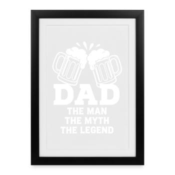 PAPA L’HOMME LE MYTHE LA LÉGENDE Emblème de la bière - Affiche encadrée (27 × 37 cm) - noir - Devant