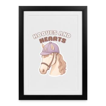 Sabots et Cœurs Amoureux des chevaux - Affiche encadrée (27 × 37 cm) - noir - Devant