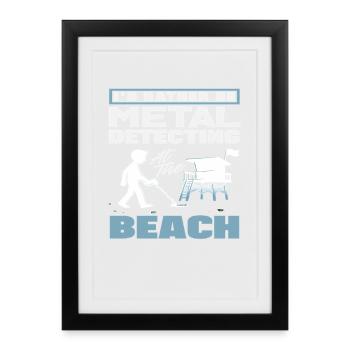 Prefer Probing On The Beach Metal Detector - Framed poster (27 × 37 cm) - black - Front