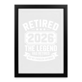 Retired 2026 Funny Retired Graphic Men Retirement - Framed poster (27 × 37 cm) - black - Front