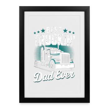 Meilleur papa camionneur de tous les temps Cadeau de fête des pères Camion pour la fête des pères - Affiche encadrée (27 × 37 cm) - noir - Devant