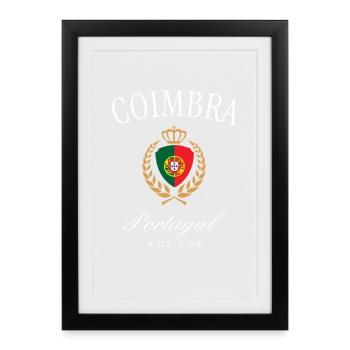 Coimbra Portugal Wappen Krone – Reise Souvenir - Gerahmtes Poster (27 × 37 cm) - Schwarz - Vorne