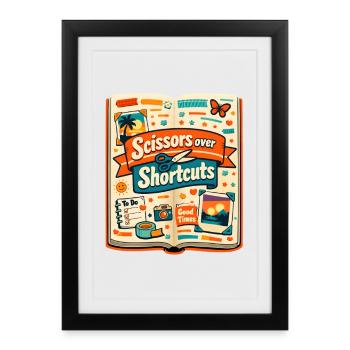 Scissors instead of shortcuts | Scrapbooking - Framed poster (27 × 37 cm) - black - Front