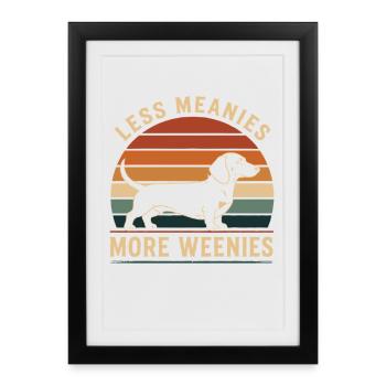 Humour rétro de coucher de soleil sur le teckel - Affiche encadrée (27 × 37 cm) - noir - Devant