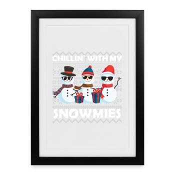 Snowmies Weihnachten Ugly Christmas Sweater - Framed poster (27 × 37 cm) - black - Front