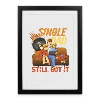 Père célibataire Père célibataire - Affiche encadrée (27 × 37 cm) - noir - Devant