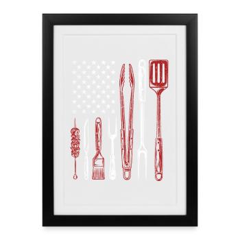 BBQ Grill Tools US Flag Pitmaster - Framed poster (27 × 37 cm) - black - Front