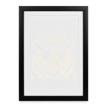 Papa Ours Père Papa Grand-père Homme de famille - Affiche encadrée (27 × 37 cm) - noir - Devant