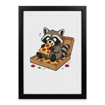 Pizza Raccoon Snackhero - Framed poster (27 × 37 cm) - black - Front