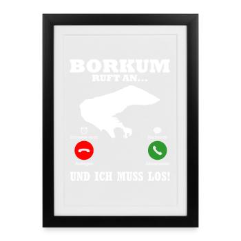 Borkumer Insel BORKUM RUFT Lustiges - Gerahmtes Poster (27 × 37 cm) - Schwarz - Vorne