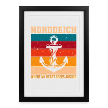 NORDDEICH OÙ MON CŒUR EST ANCRÉ Drôle - Affiche encadrée (27 × 37 cm) - noir - Devant