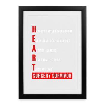 J’ai survécu à une chirurgie à cœur ouvert - Affiche encadrée (27 × 37 cm) - noir - Devant