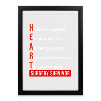 J’ai survécu à une chirurgie à cœur ouvert - Affiche encadrée (27 × 37 cm) - noir - Devant