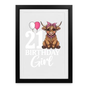 21 Birthday Girl - Gerahmtes Poster (27 × 37 cm) - Schwarz - Vorne