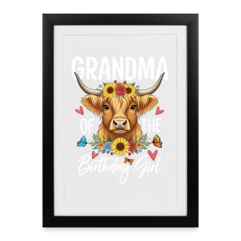 Grand-mère de la fille d’anniversaire - Affiche encadrée (27 × 37 cm) - noir - Devant