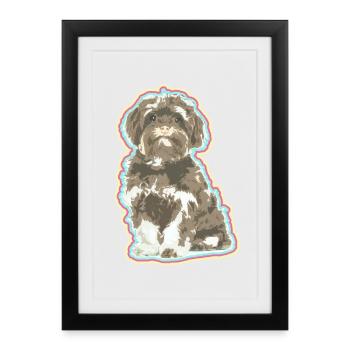 Yorkshire Lover – Art de chiot mignon - Affiche encadrée (27 × 37 cm) - noir - Devant