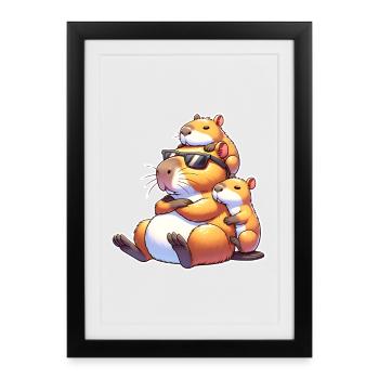 Capybara papa - Framed poster (27 × 37 cm) - black - Front