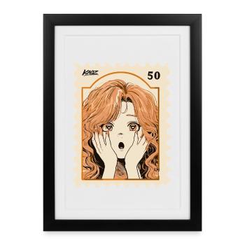 Peachy Shock Manga Portrait - Affiche encadrée (27 × 37 cm) - noir - Devant