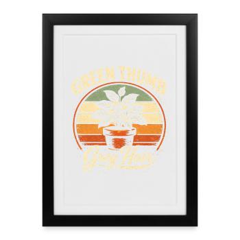 Pouce verte, cheveux gris | Jardin - Affiche encadrée (27 × 37 cm) - noir - Devant