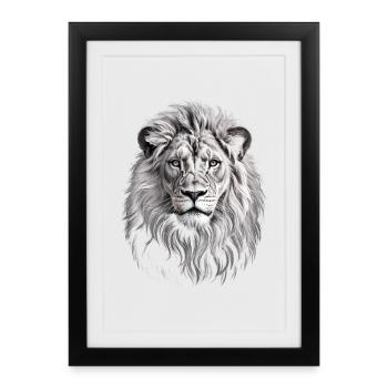 Lion Head Lion - Affiche encadrée (27 × 37 cm) - noir - Devant