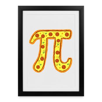 Emblème Pizza Pi, symbole Pepperoni - Affiche encadrée (27 × 37 cm) - noir - Devant