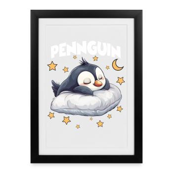 Pennguin Penguin Pajama Morning Grouch Late Riser - Framed poster (27 × 37 cm) - black - Front