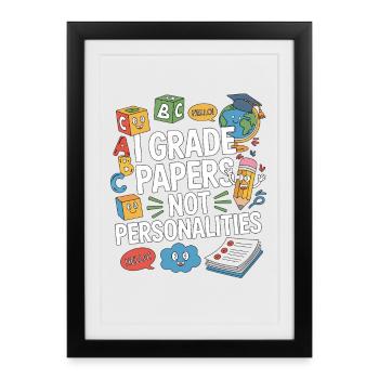 Enseignant d’ESL I Notes Papers Carrière d’enseignant - Affiche encadrée (27 × 37 cm) - noir - Devant