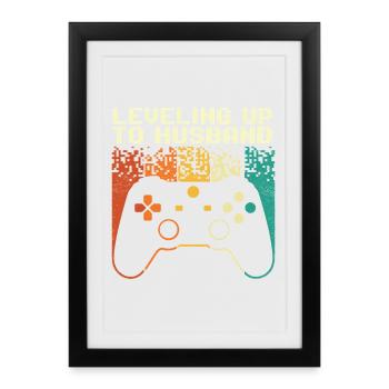 Aufstieg zum Ehemann-Gamer-Junggesellenabschied - Gerahmtes Poster (27 × 37 cm) - Schwarz - Vorne