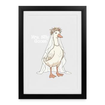 Madame l’Oie Idiote Humour du couple de mariage - Affiche encadrée (27 × 37 cm) - noir - Devant