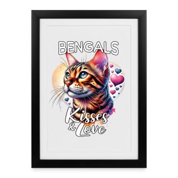 Bengal Cat Love - Framed poster (27 × 37 cm) - black - Front