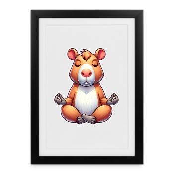 Capybara Yoga Meditation - Framed poster (27 × 37 cm) - black - Front