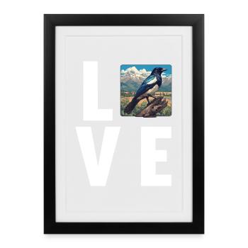 Pies Magpie - Affiche encadrée (27 × 37 cm) - noir - Devant