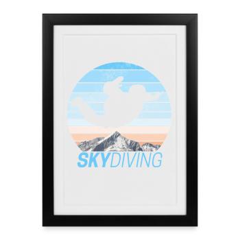 Parachutisme Coucher de soleil - Affiche encadrée (27 × 37 cm) - noir - Devant
