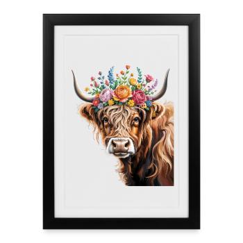 Bovins écossais des Highlands - Affiche encadrée (27 × 37 cm) - noir - Devant