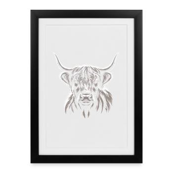 Bovins écossais des Highlands - Affiche encadrée (27 × 37 cm) - noir - Devant