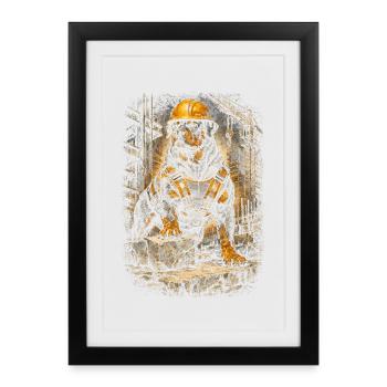 Rottweiler Dog ouvrier du bâtiment - Affiche encadrée (27 × 37 cm) - noir - Devant