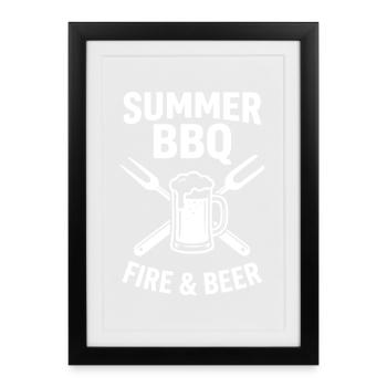 Summer BBQ Fire and Beer Grillmeister Outfit - Framed poster (27 × 37 cm) - black - Front