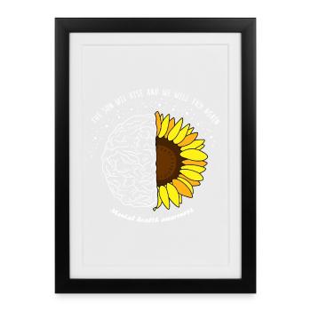 Sunrise Mind: Brain and Bloom - Framed poster (27 × 37 cm) - black - Front
