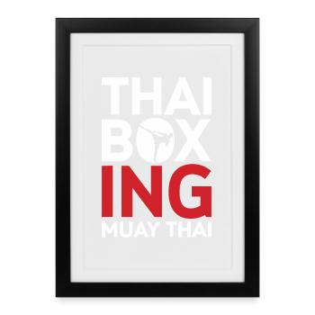 Emblème du Muay Thai Boxing Thai - Affiche encadrée (27 × 37 cm) - noir - Devant