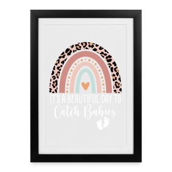 Beautiful Day to Catch Babies Rainbow - Framed poster (27 × 37 cm) - black - Front