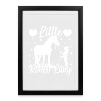 Rodeo Horse Riding Little Rodeo Lady Cowboy - Framed poster (27 × 37 cm) - black - Front