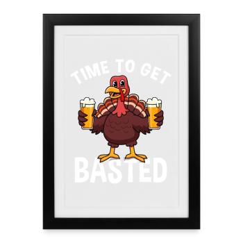 Il est temps de se faire baigner drôle pour l’art de la dinde à Thanksgiving - Affiche encadrée (27 × 37 cm) - noir - Devant