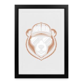 Papa Ours Lunettes de Soleil Ours - Affiche encadrée (27 × 37 cm) - noir - Devant